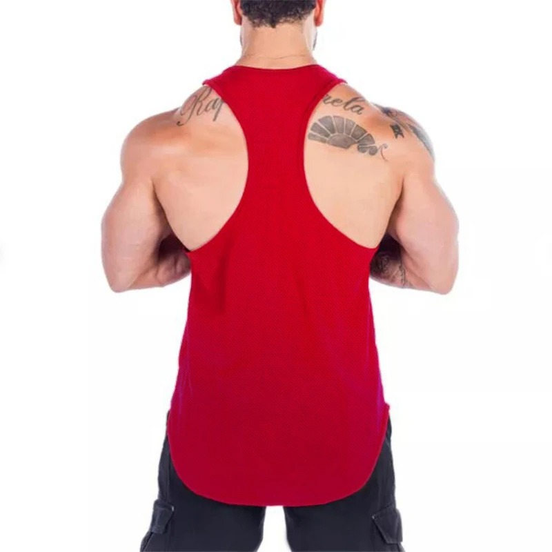 Men Summer Gym Clothing Fitness Sports Stringer Tank Top Men Bodybuilding Vest Running Vest Workout Sleeveless Shirt O-neck